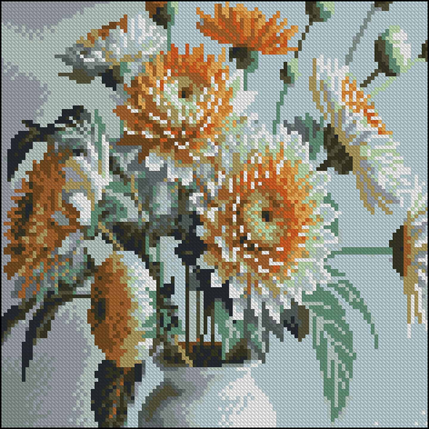 Алмазная живопись Strateg Оранжевые цветы 30х30 (FZ3030-10)