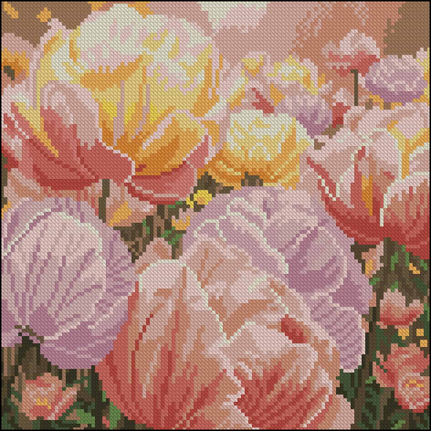 Алмазная живопись Strateg Нежные тюльпаны 30х30 (FZ3030-13)