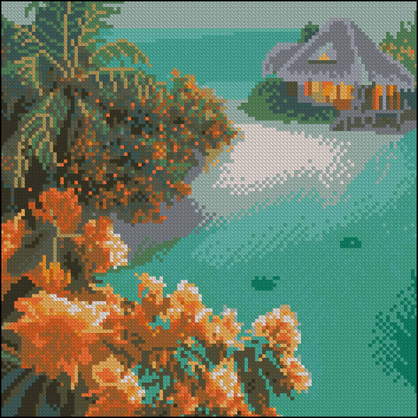 Алмазная живопись Strateg Дом на острове 30х30 (FZ3030-15)