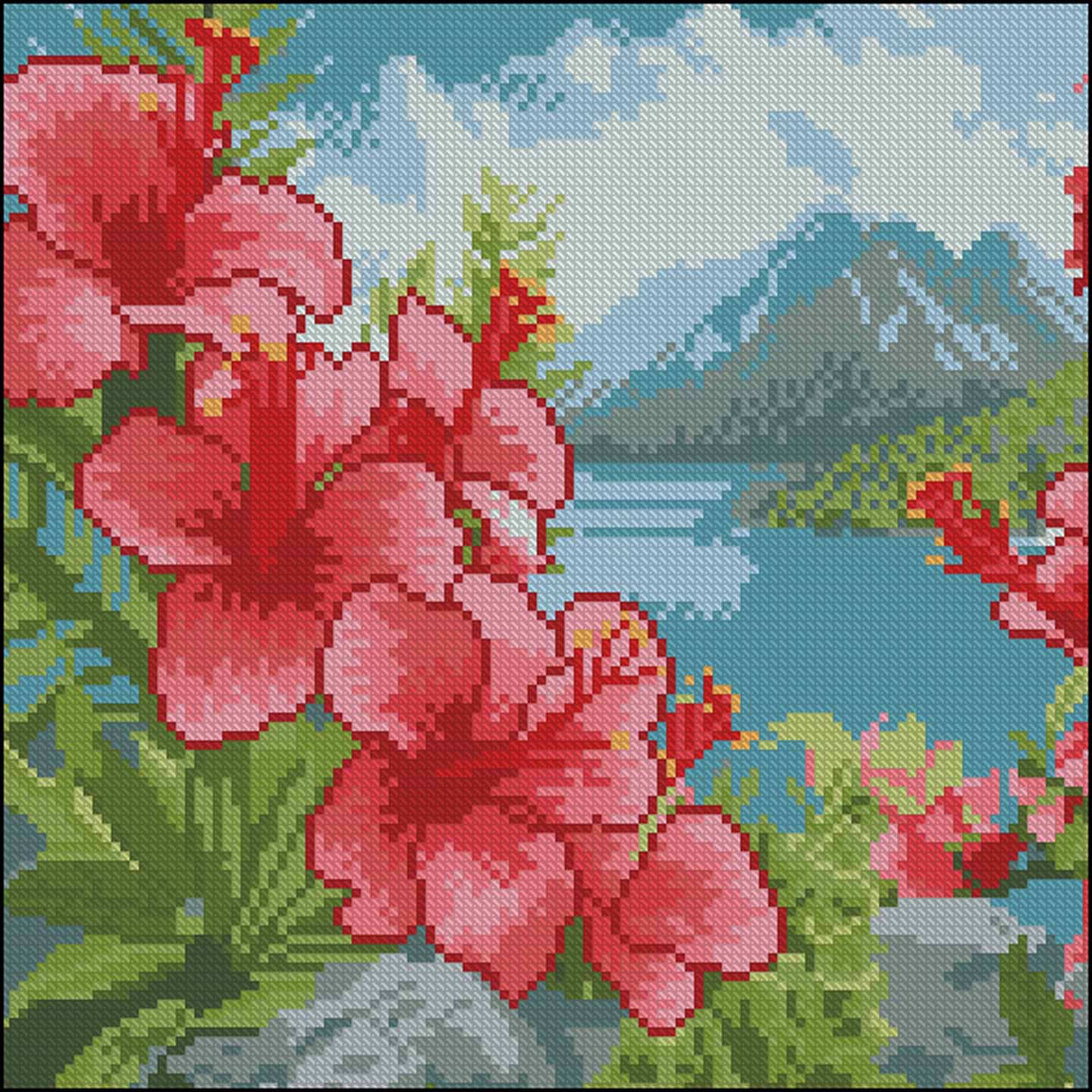 Алмазная живопись Strateg Цветы на острове 30х30 (FZ3030-18)