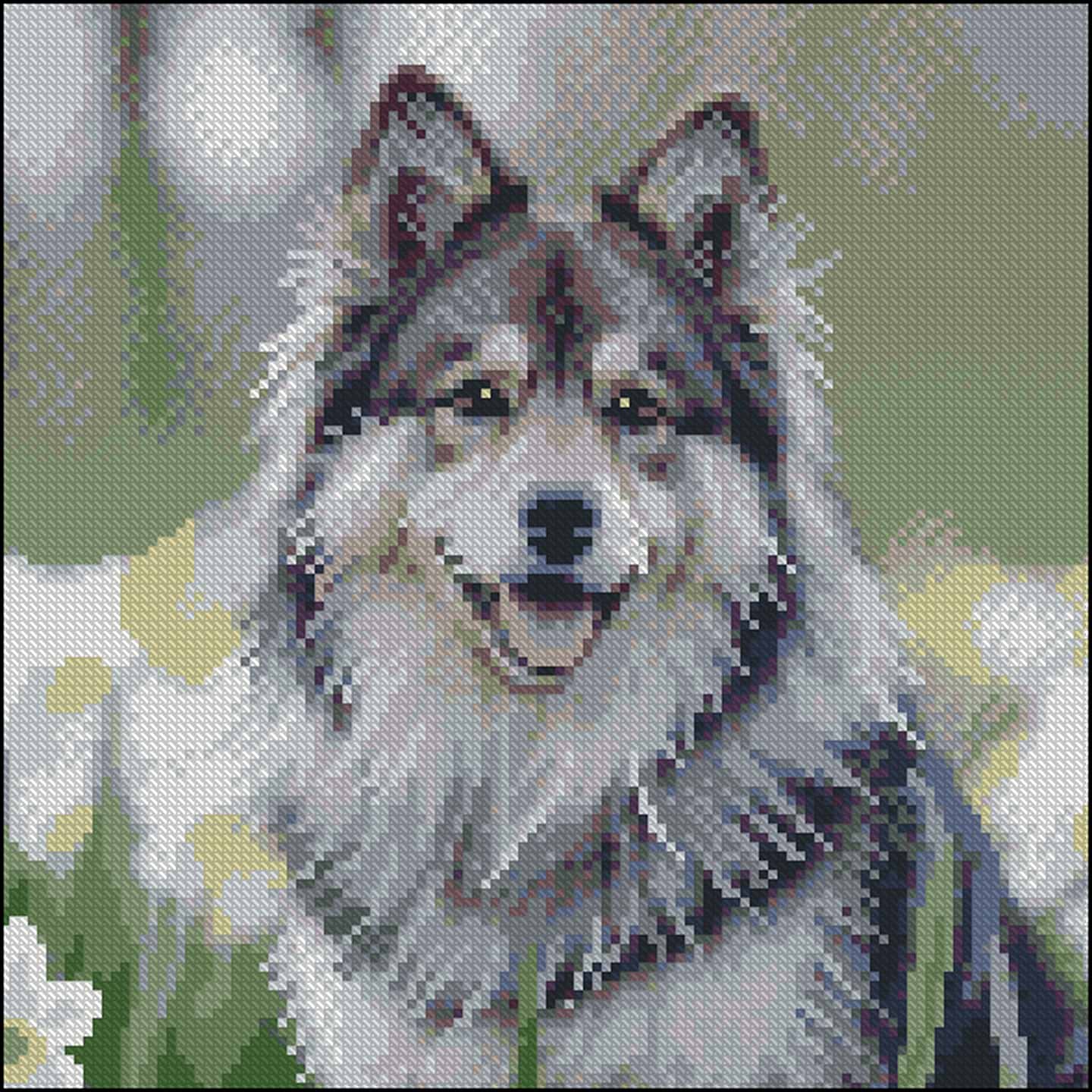 Алмазная живопись Strateg Хаски в цветах 30х30 (FZ3030-44)