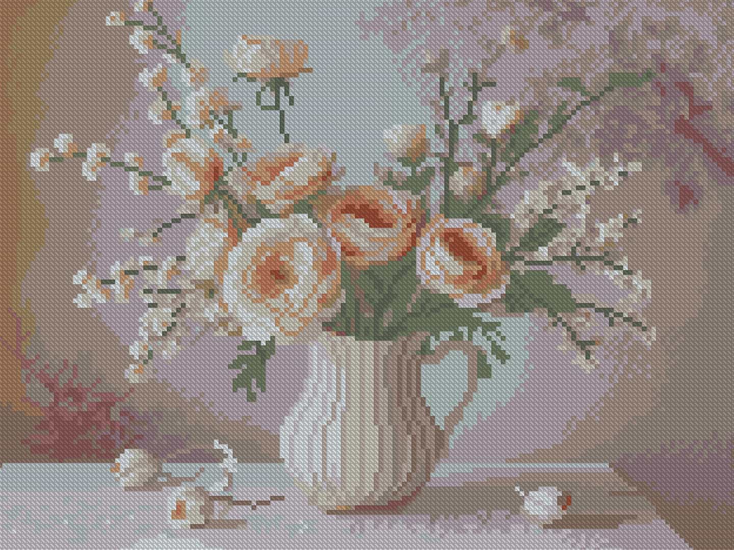 Алмазний живопис Strateg Кремові квіти 30х40 (FZ3040-19)