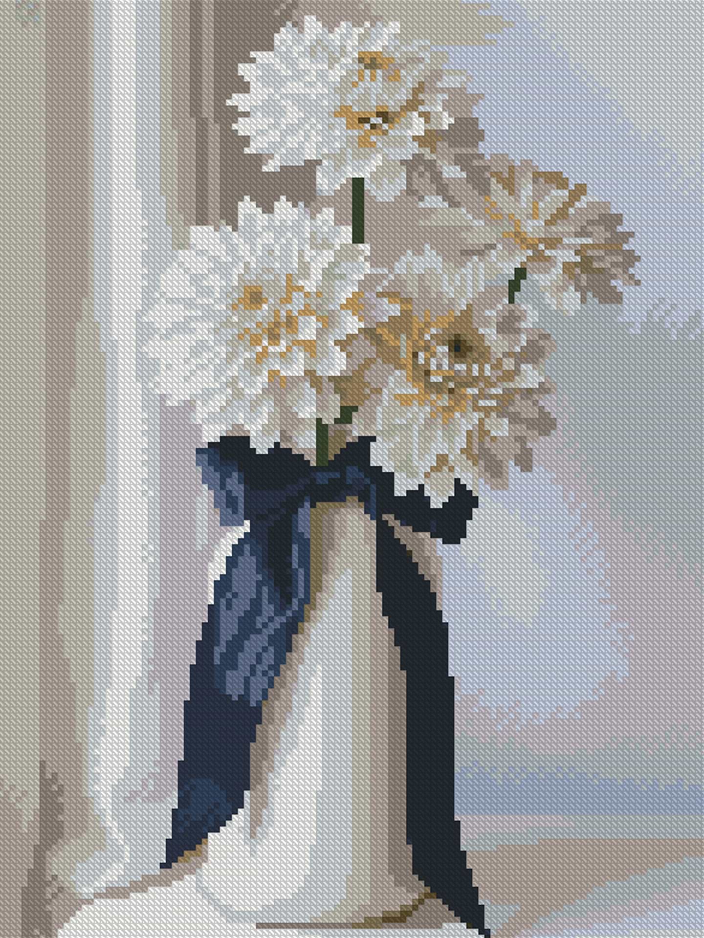 Алмазний живопис Strateg Білі жоржини 30х40 (FZ3040-21)