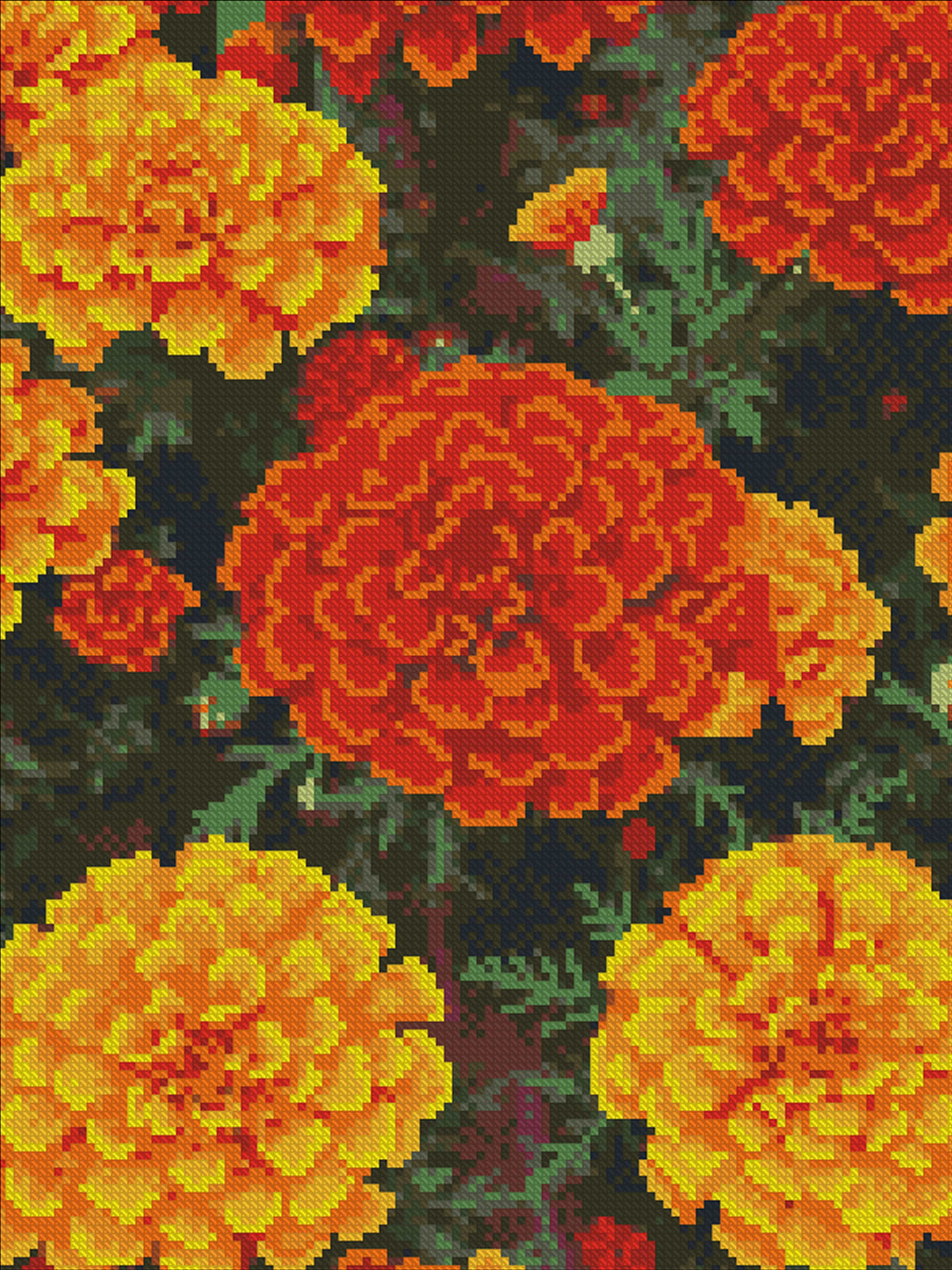 Алмазний живопис Strateg Вогняні чорнобривці 30х40 (FZ3040-24)