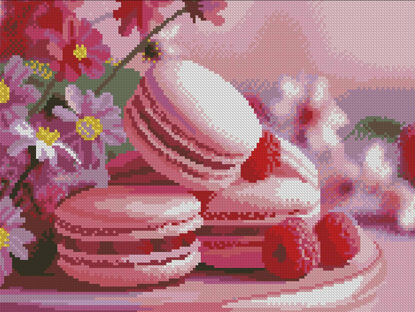 Алмазний живопис Strateg Макарони з малиною 30х40 (FZ3040-35)