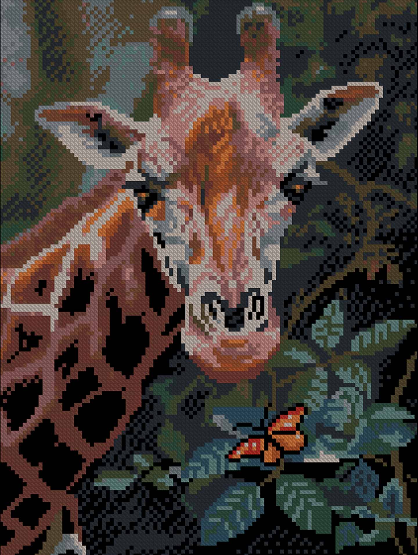 Алмазная живопись Strateg Жирафа и бабочка 30х40 (ZAV3040-63)