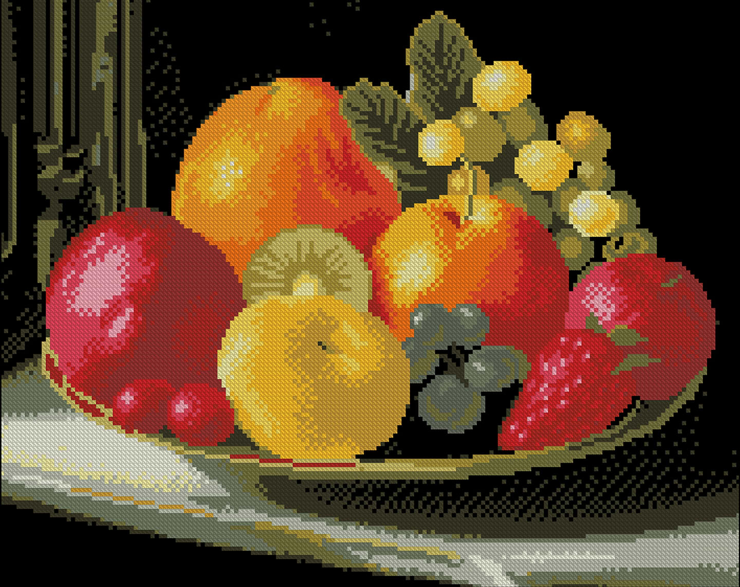 Алмазная живопись Strateg Тарелка фруктов 40х50 (ZAV4050-53)