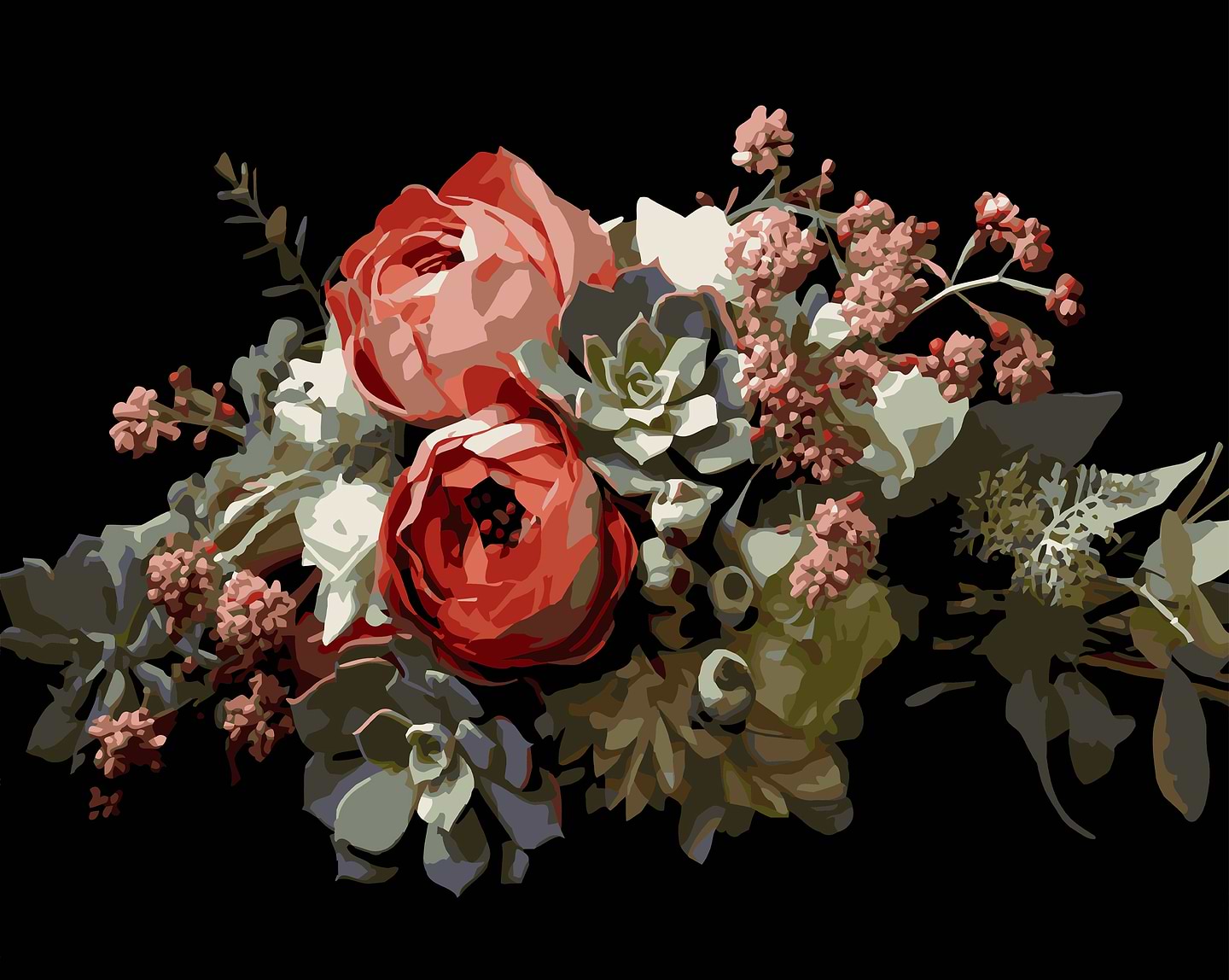 Картина за номерами Strateg Осіння композиція на чорному фоні 40х50 (AH1270)