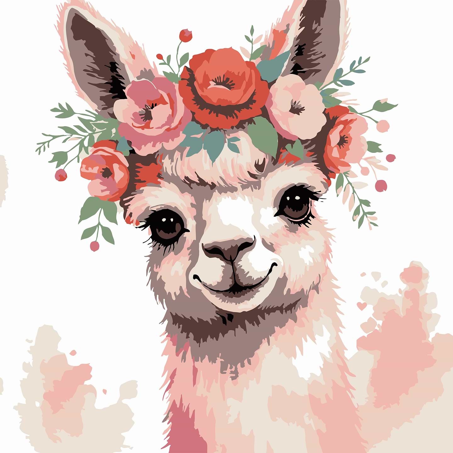 Картина по номерам Strateg Альпака в венке 20х20 (HH8026)