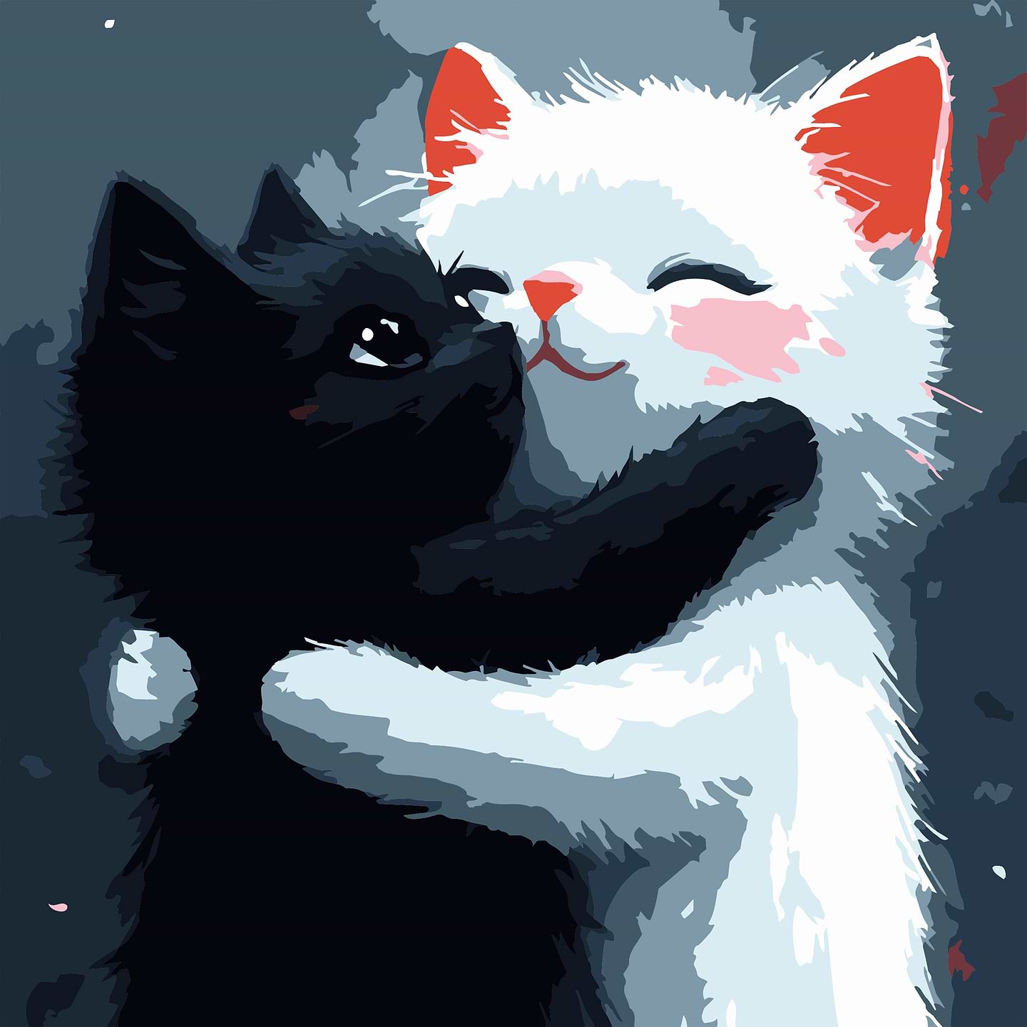 Картина по номерам Strateg Кошачьи объятия 20х20 (HH8031)