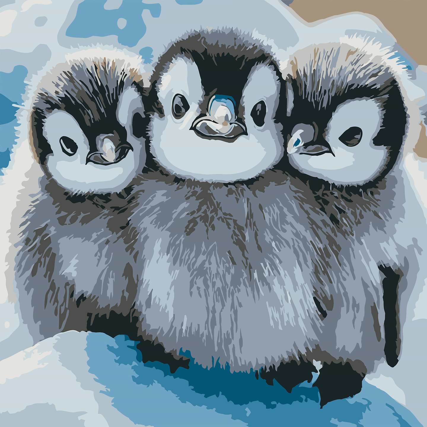 Картина по номерам Strateg Трое пингвинов 20х20 (HH8038)