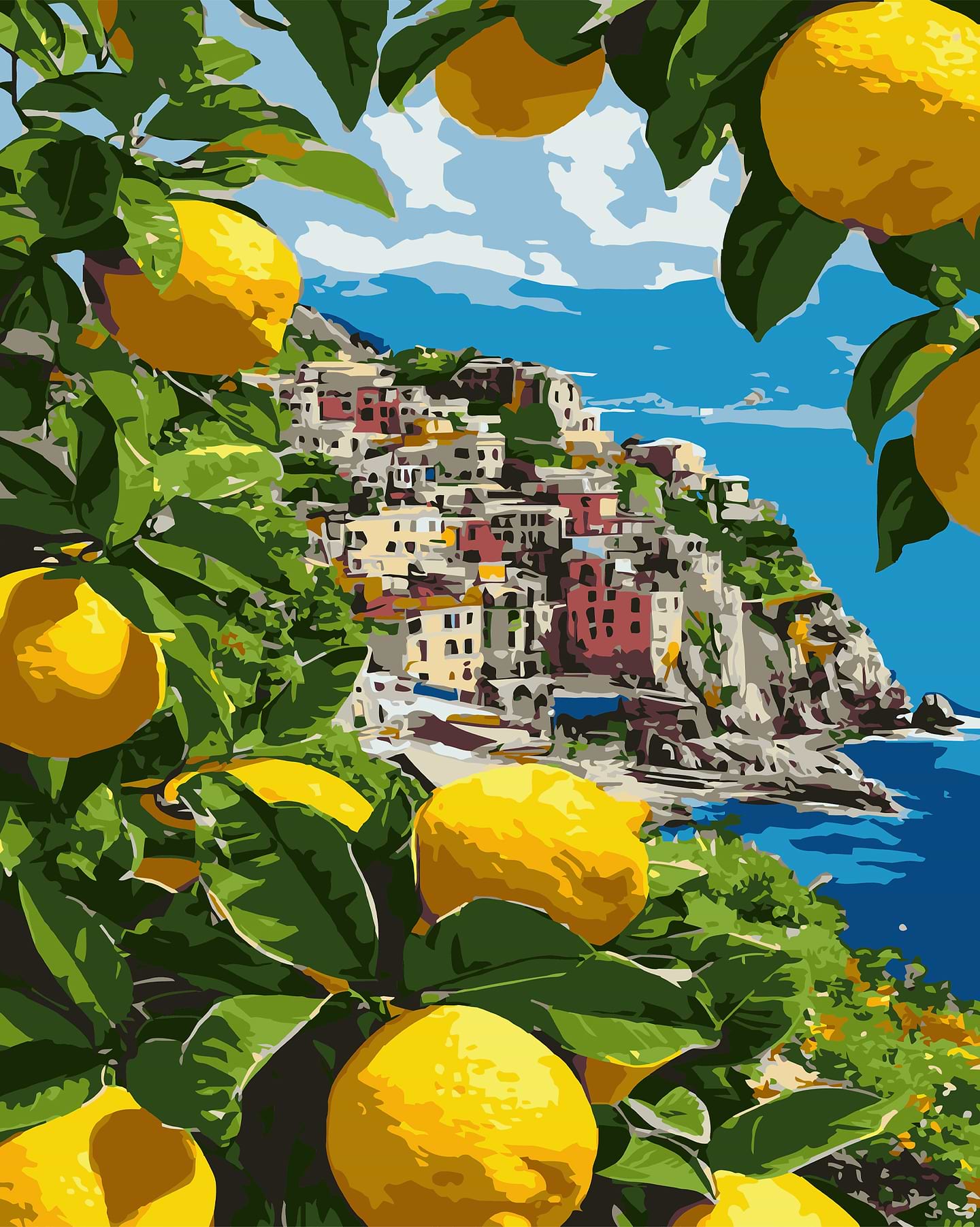 Картина по номерам Strateg Лимонный пейзаж 40х50 (VG018)