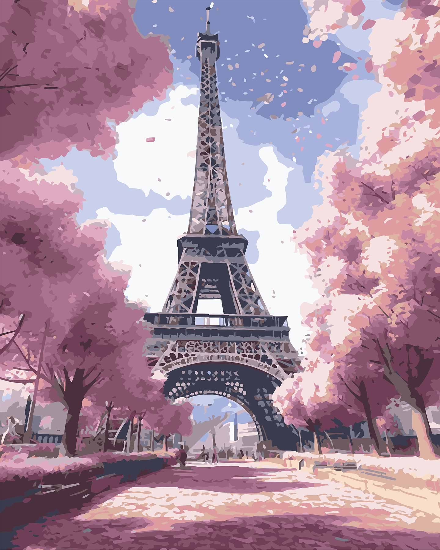 Картина по номерам Strateg Розовая Эйфелева башня 40х50 (VG023)