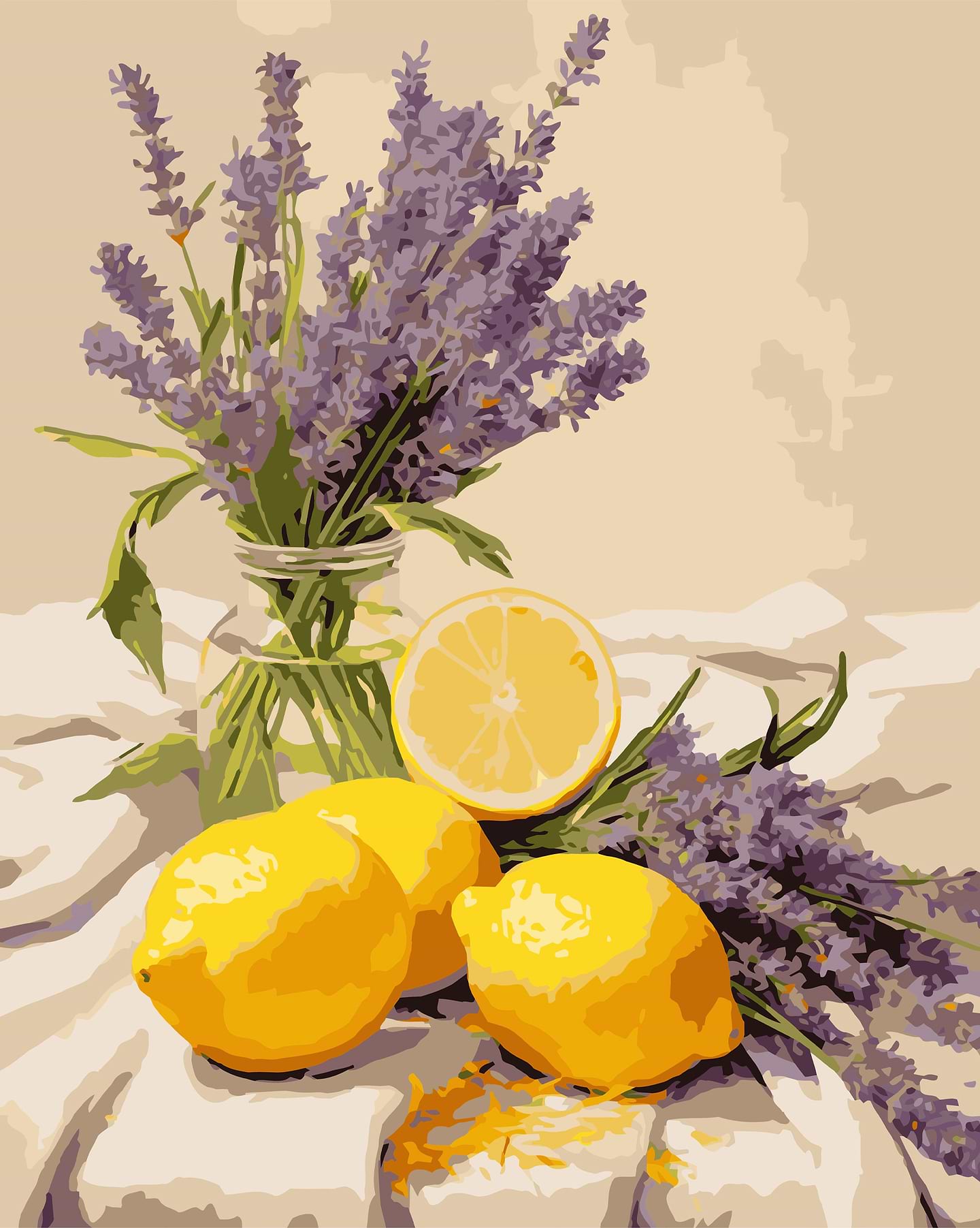 Картина по номерам Strateg Лаванда с лимонами 40х50 (VG024)