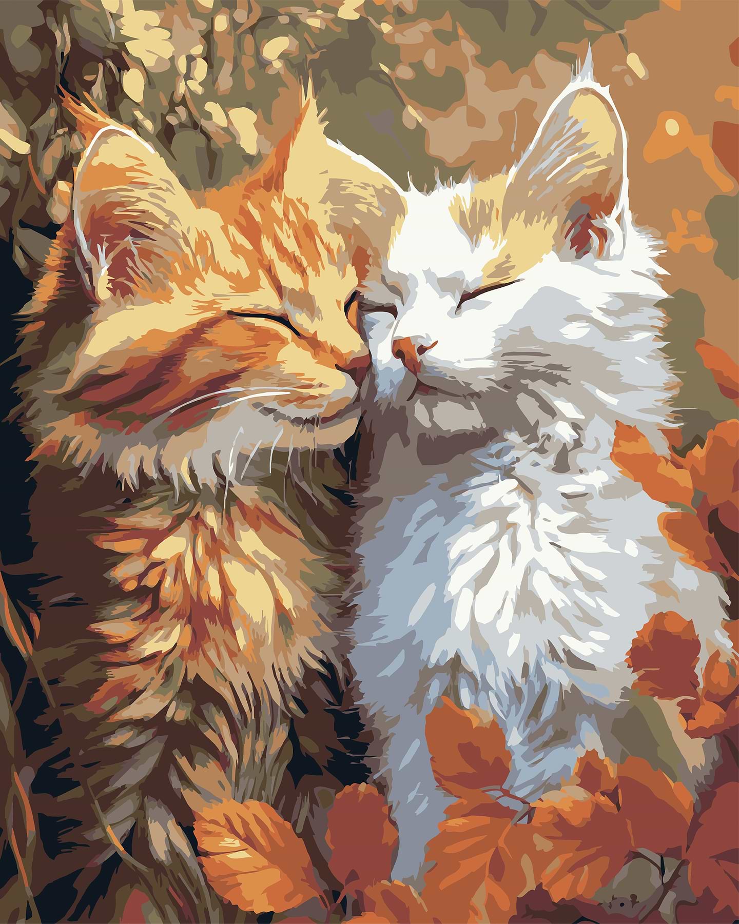 Картина по номерам Strateg Белый и рыжий кот 40х50 (VG026)