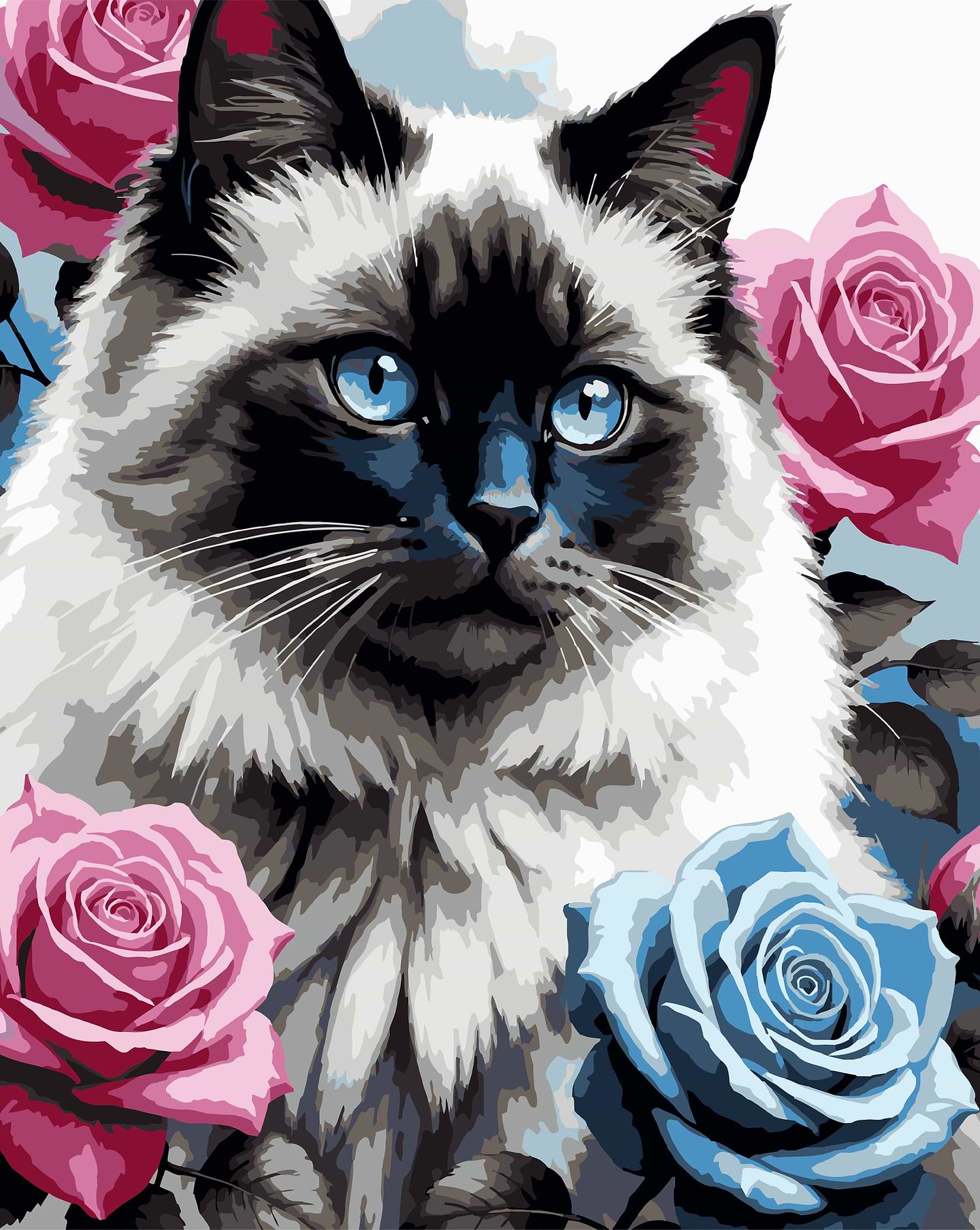 Картина по номерам Strateg Кот с голубыми глазами 40х50 (VG030)