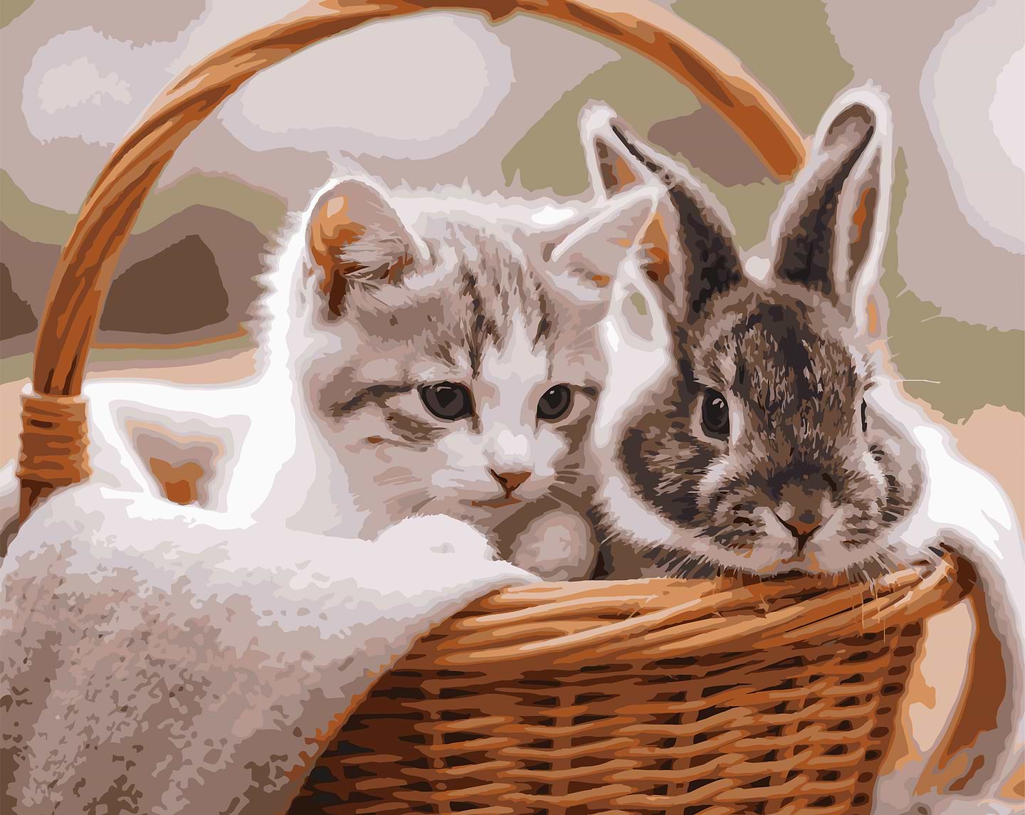 Картина по номерам Strateg Котенок с кроликом 40х50 (VG031)