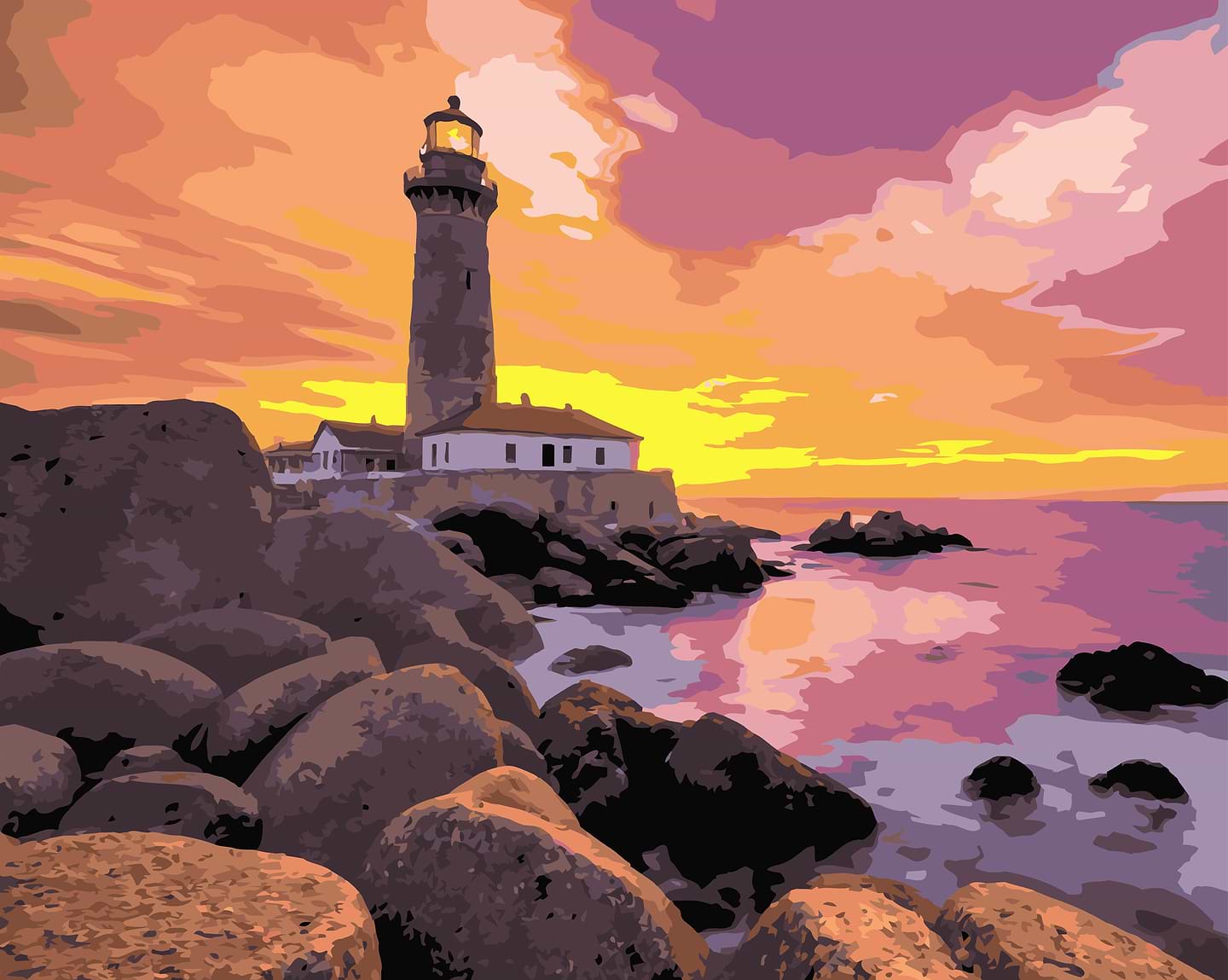 Картина по номерам Strateg Маяк на закате солнца 40х50 (VG035)