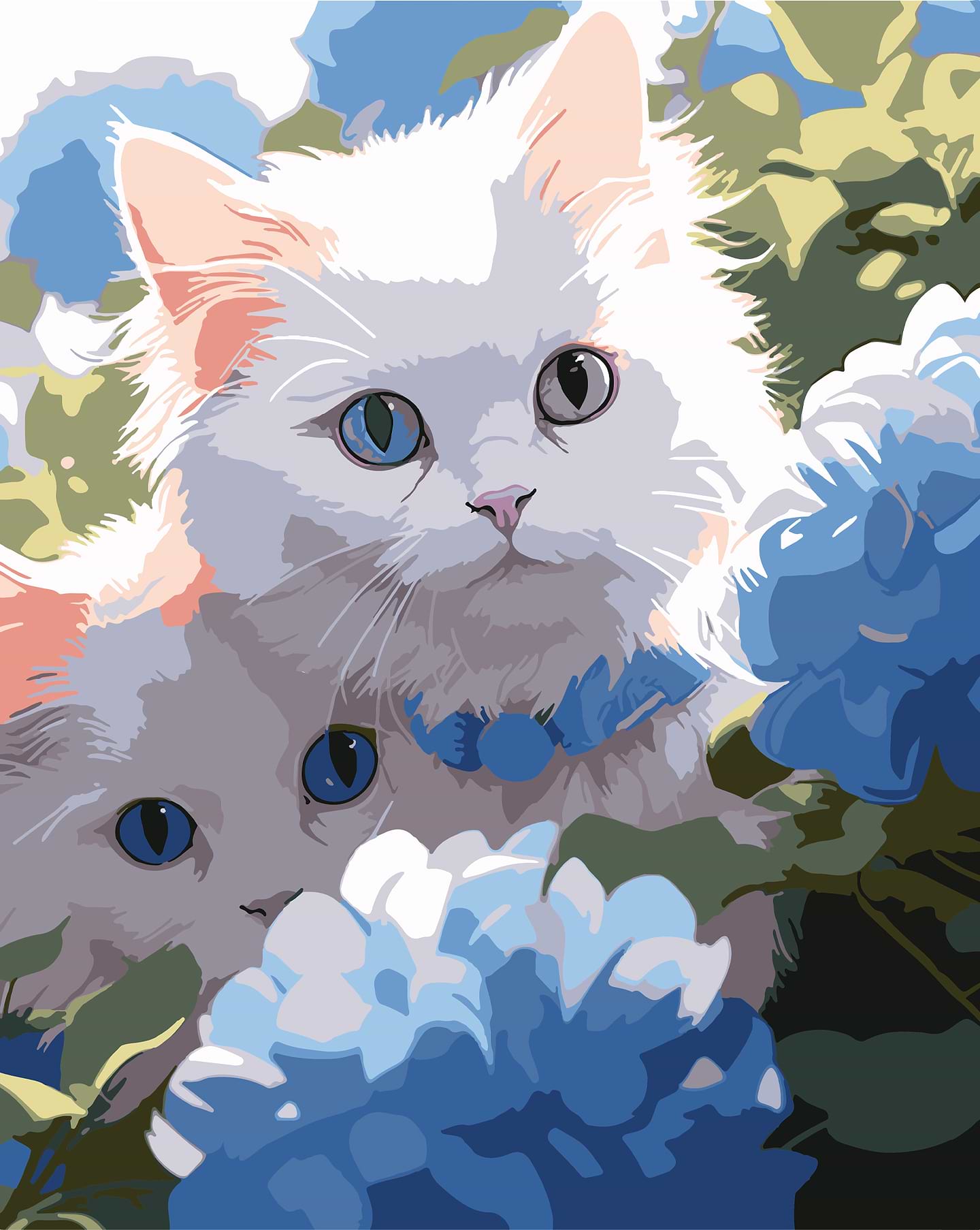 Картина по номерам Strateg Котята среди цветов 40х50 (VG049)