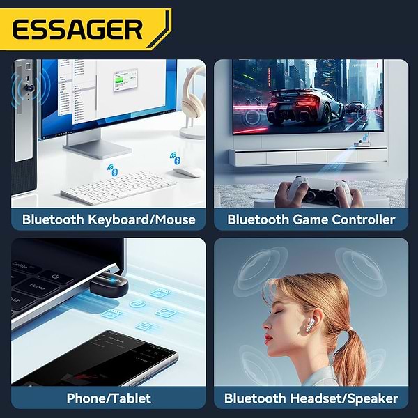 Фото - Адаптер мережі Bluetooth USB Essager Beiheng USB Bluetooth 5.3 (EBT53-BH01-P)