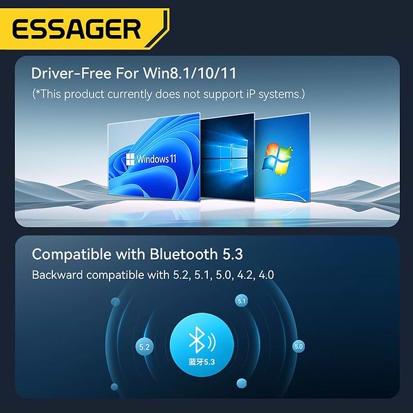 Фото - Адаптер мережі Bluetooth USB Essager Beiheng USB Bluetooth 5.3 (EBT53-BH01-P)