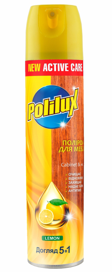 Засіб для чищення універсальний Polilux поліроль для меблів 5в1 Lemon 300 мл (PL51592)