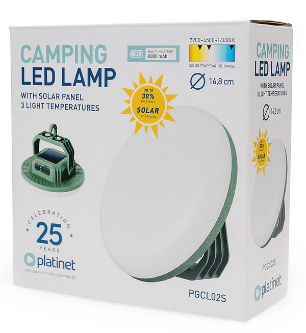 Фото - Фонарь Platinet CAMPING EMERGENCY LIGHT LED SOLAR 4X2000 MAH 5,5H 21W (PGCL02S)