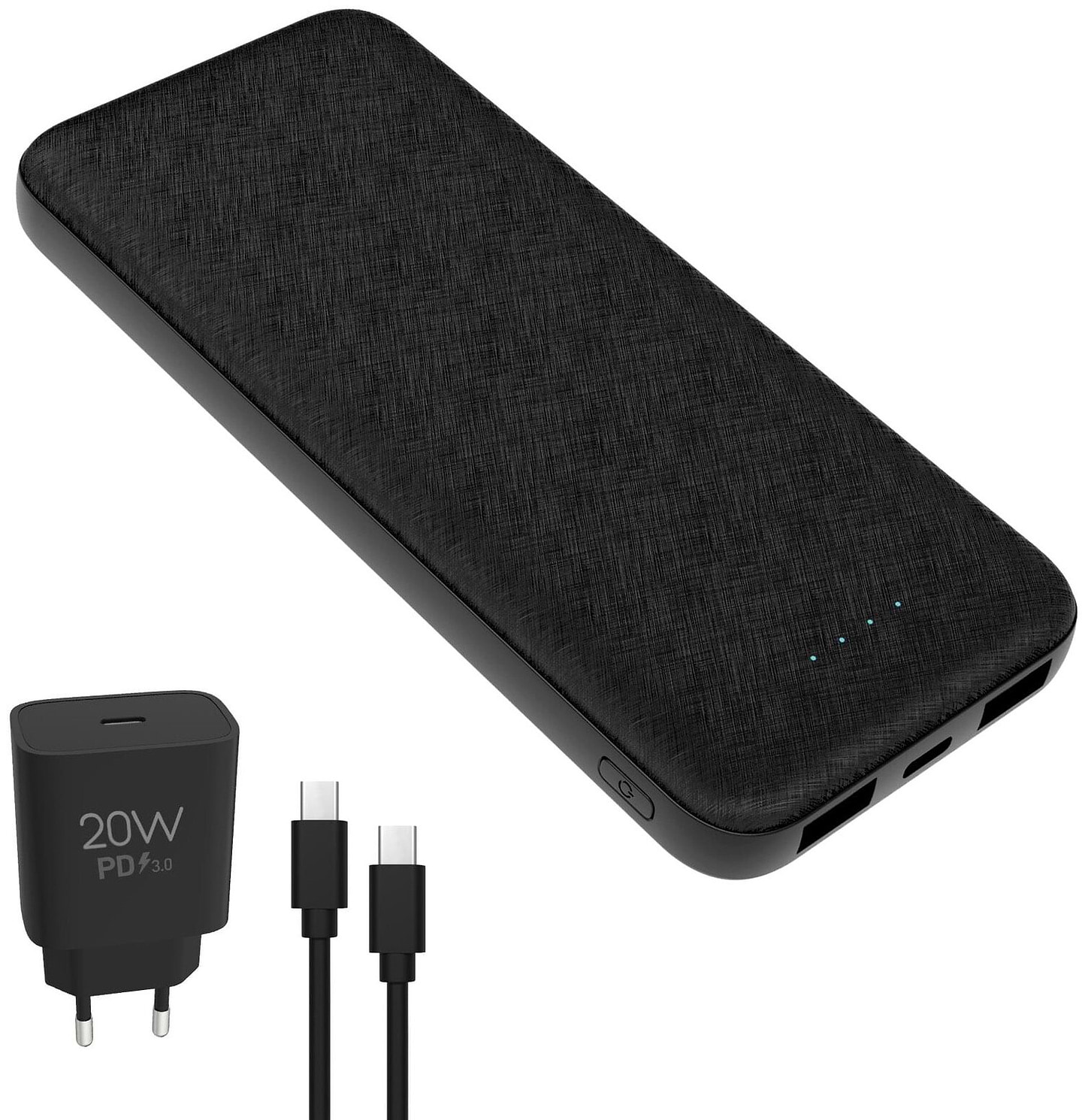 Батарея мобильная Platinet 10000 mAh 20W PD CHARGER + 1M CABLE Black (PMPB10SETB)