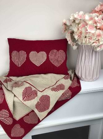 Фото - Плед односпальный Прованс вязаный Сердца 100х150 (025050)