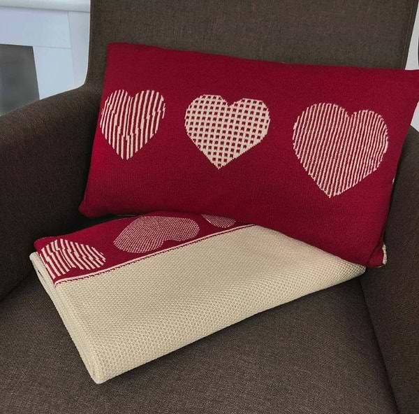 Фото - Плед односпальный Прованс вязаный Сердца 100х150 (025050)