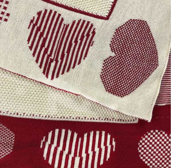 Фото - Плед односпальный Прованс вязаный Сердца 100х150 (025050)