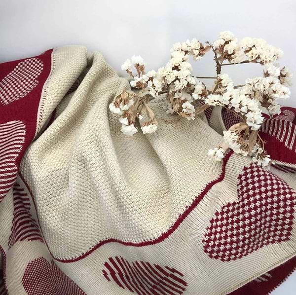 Фото - Плед односпальный Прованс вязаный Сердца 100х150 (025050)