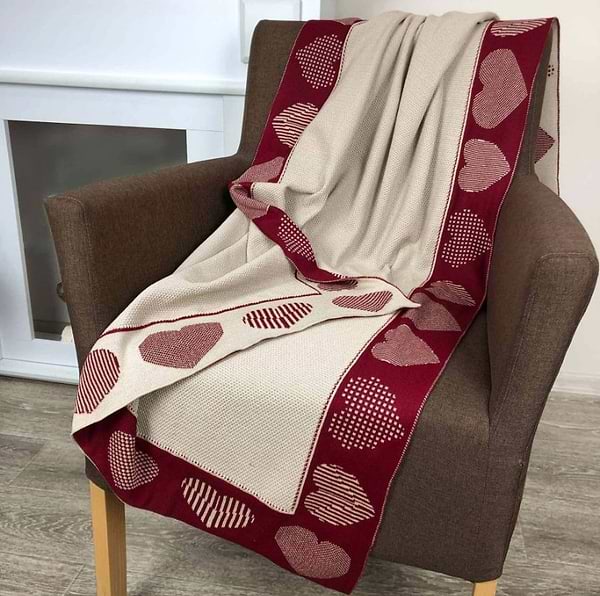 Фото - Плед односпальный Прованс вязаный Сердца 100х150 (025050)