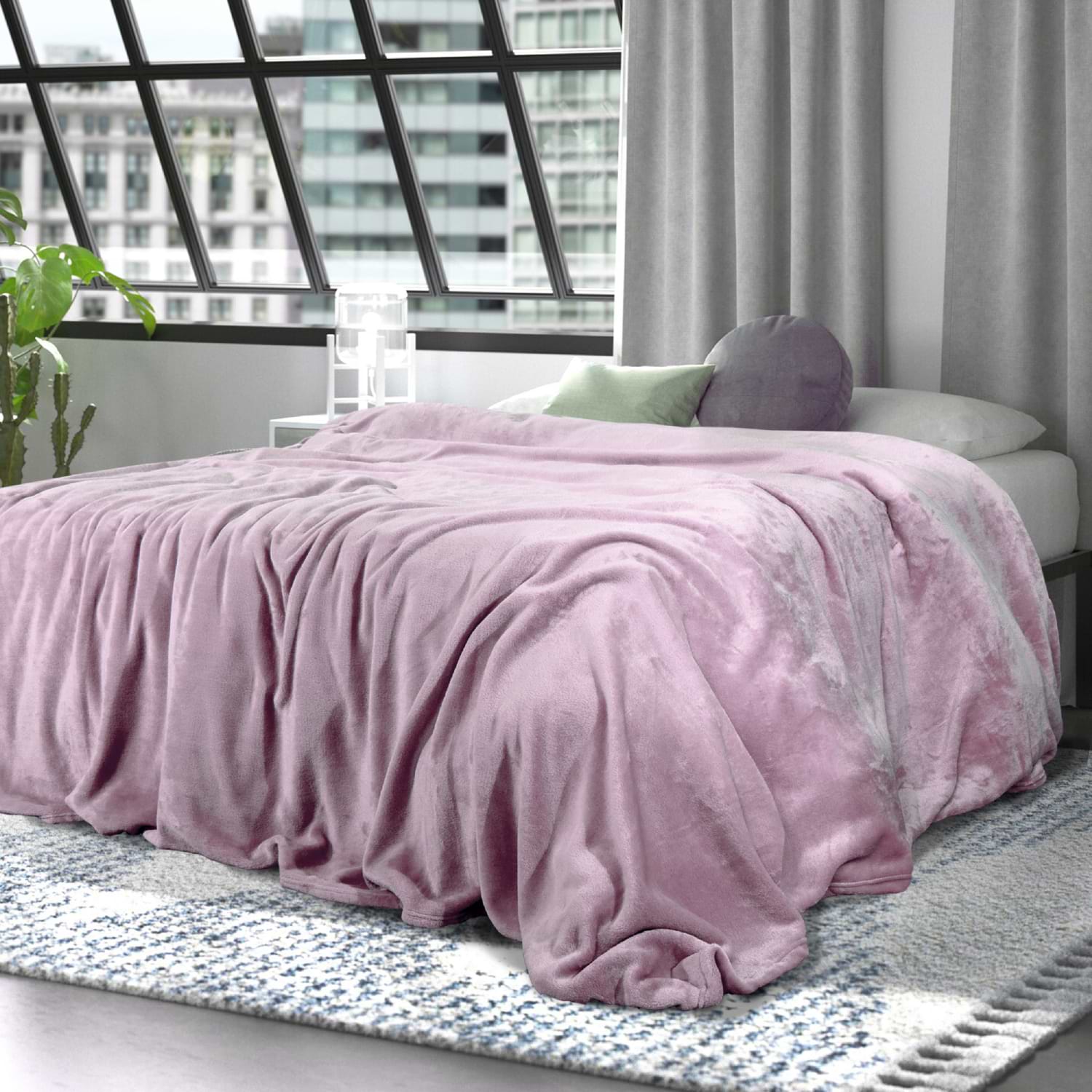 Фото - Плед євро Фліс фіолетовий 200х220 (44960)