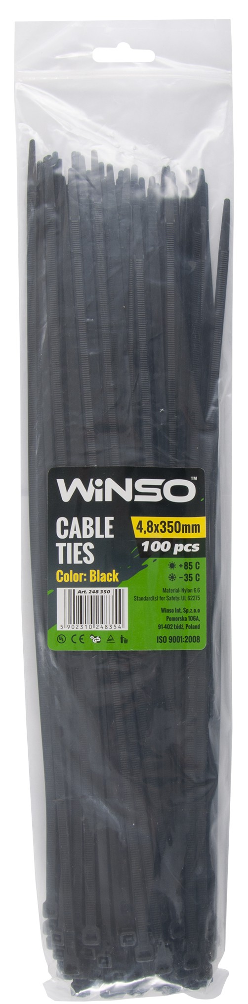 Набір хомутів Winso чорні 4,8x350 (248350)