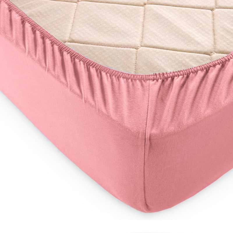 Простынь односпальная GM Textile на резинке розовая 90х200х25 - Фото 1