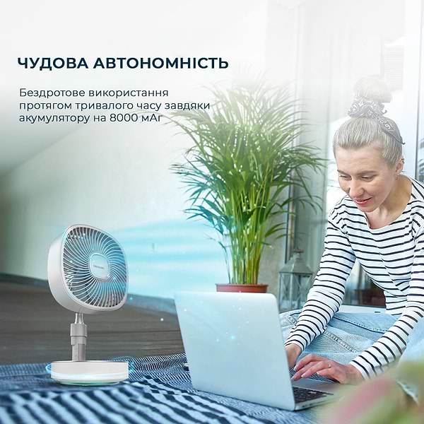 Фото - Вентилятор портативний Cecotec Telescopic fan EnergySilence 1000 FoldAir Portable (CCTC-08361)