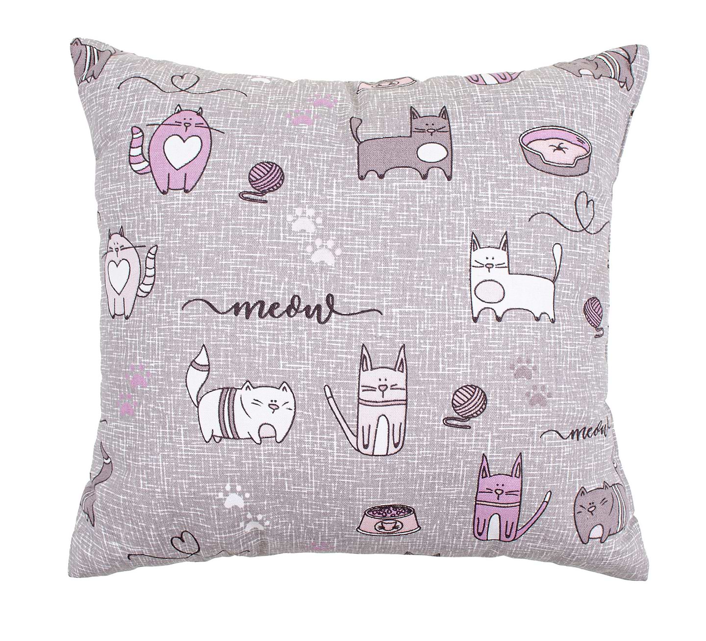 Подушка декоративная Home Line Полупанама кот на кухне серо-сиреневый 40х40 (175283)