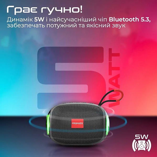 Фото - Портативна акустика Promate capsule-3.black