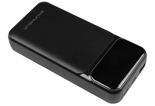 Фото - Батарея мобільна Grunhelm 20.000 mAh Black швидка зарядка 22.5W (GP-20BQC)