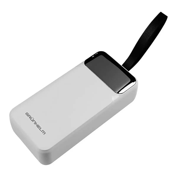 Фото - Батарея мобільна Grunhelm 30.000 mAh White швидка зарядка 22.5W (GP-30WQC)