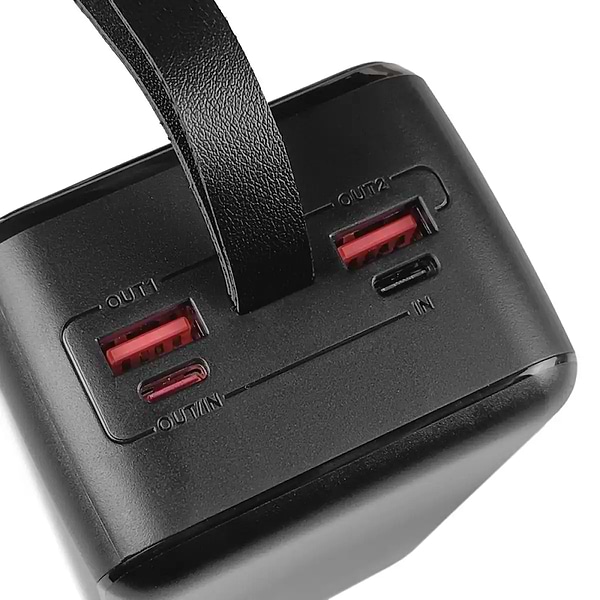 Фото - Батарея мобільна Grunhelm 40.000 mAh Black швидка зарядка 22.5W (GP-40BQC)