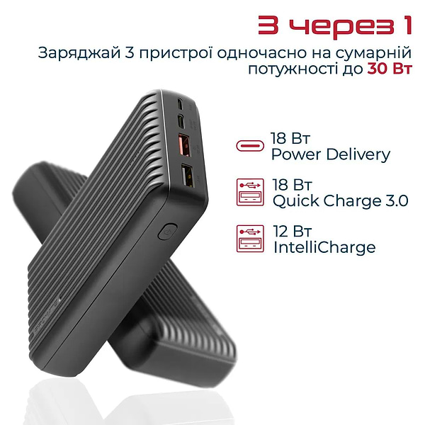 Фото - Батарея мобільна Promate Titan-30С 30000mAh Black