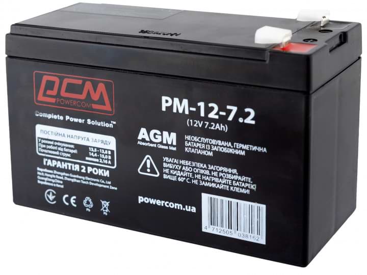 Акумулятор для ДБЖ Powercom 12V, 7.2 A (PM-12-7,2)