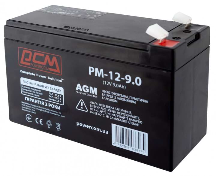 Аккумулятор для ИБП Powercom 12V, 9.0 A (PM-12-9.0)
