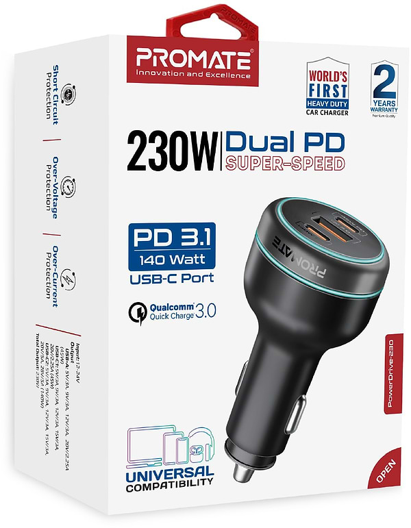 Фото - Автомобільний зарядний пристрій Promate powerdrive-230