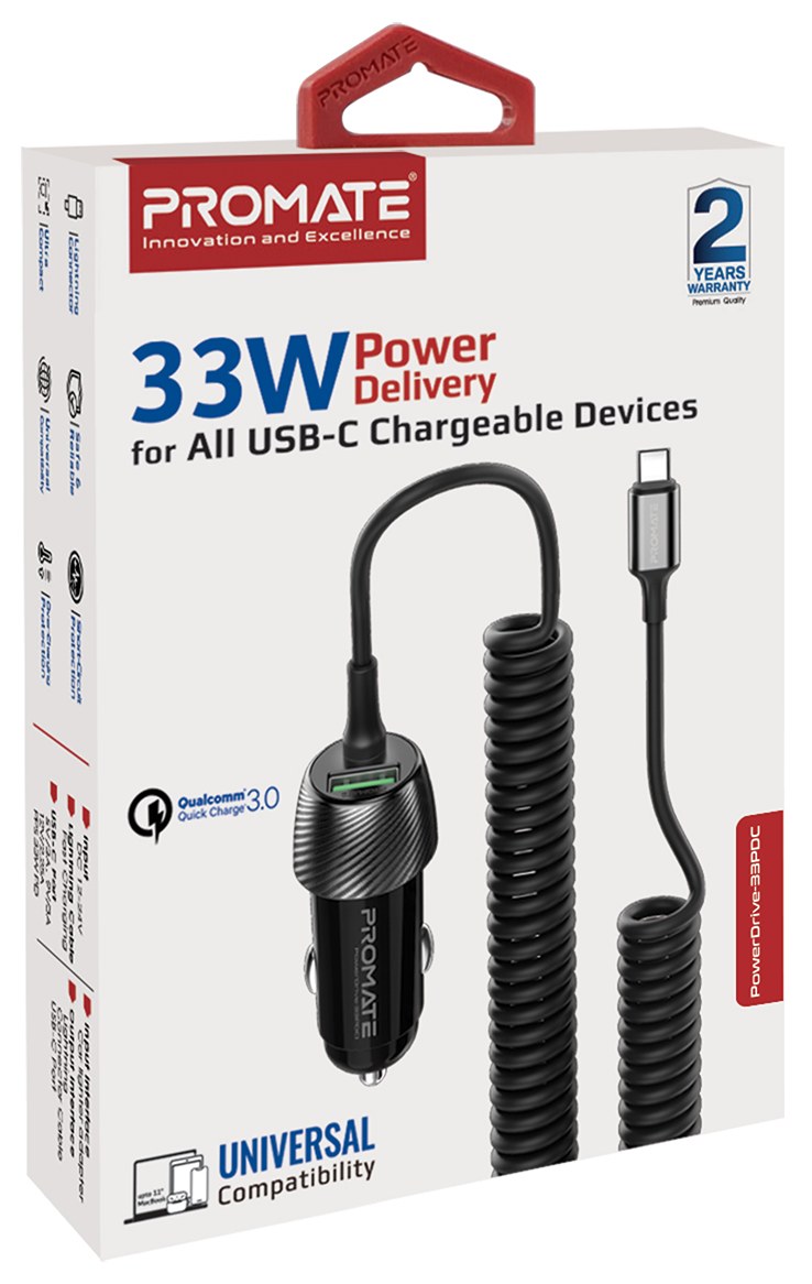 Фото - Автомобільний зарядний пристрій Promate Powerdrive-33pdc.Black