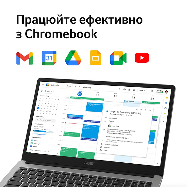 Фото - Ноутбук Acer Chromebook CB315-4HT (NX.KBAEU.001) Silver