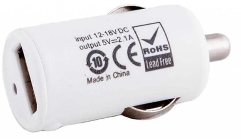 Автомобільний зарядний пристрій PowerPlant 1xUSB 2.1A White (DV00DV5037)