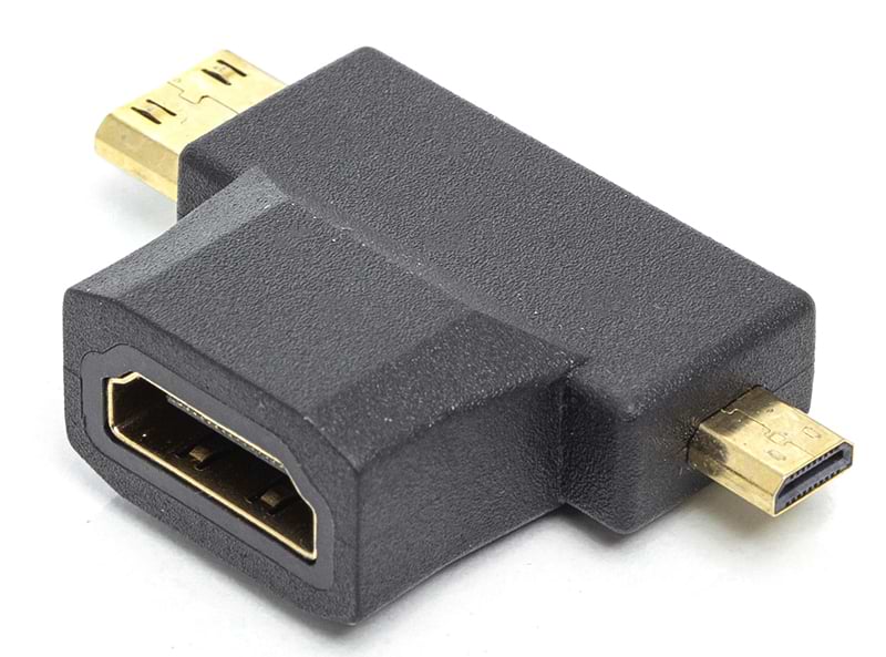 Перехідник PowerPlant 3 in 1 HDMI Female to Mini HDMI Male + Micro HDMI Male (CA912056) - Фото 1
